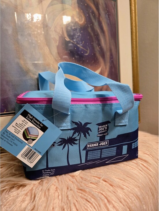 Trader Joe\'s 6 set of Mini Insulated Lunch Bag Striped Multicolor Zipper NWT main image 4